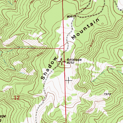 Topographic Map of Shadow Mountain, WY