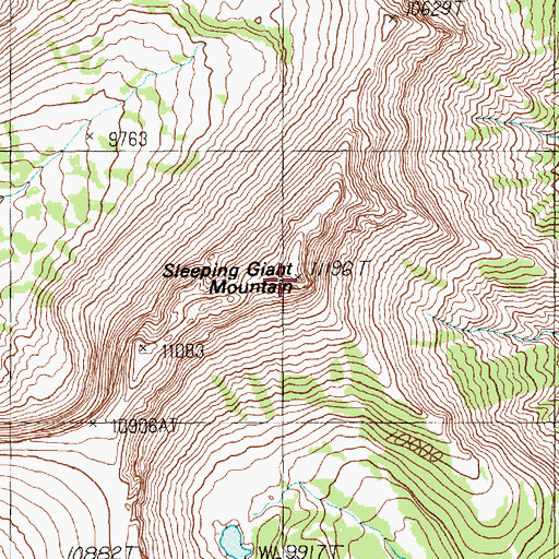 Topographic Map of Sleeping Giant Mountain, WY