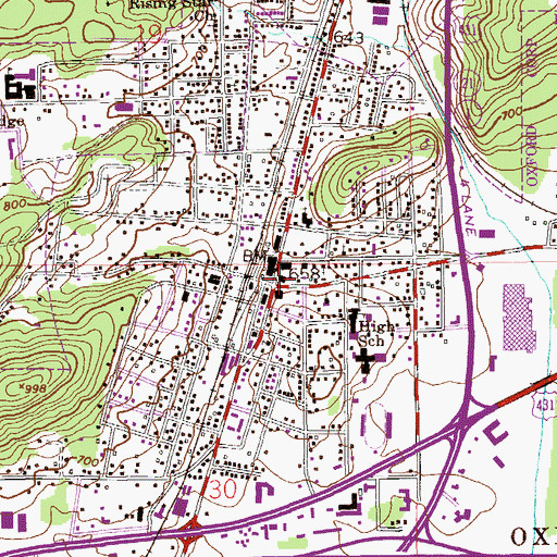 Topographic Map of Oxford, AL