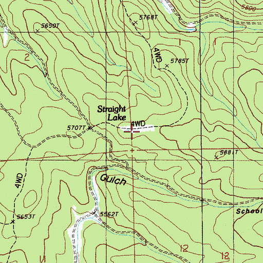 Topographic Map of Straight Lake, WY