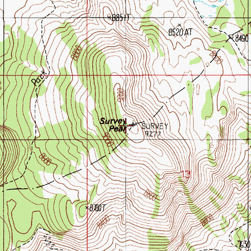 Topographic Map of Survey Peak, WY