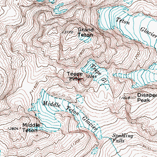 Topographic Map of Teepe Pillar, WY