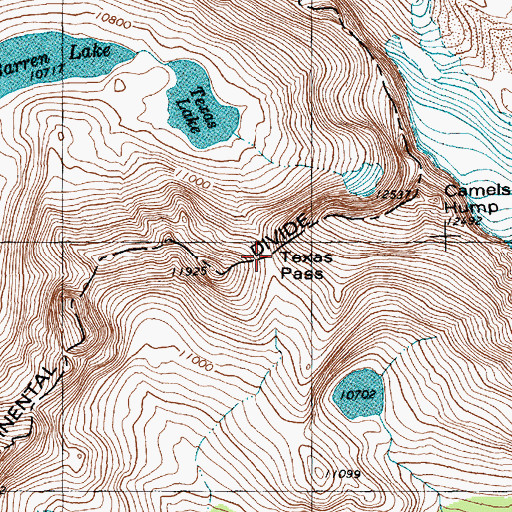 Topographic Map of Texas Pass, WY