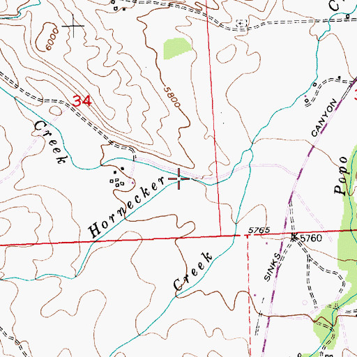 Topographic Map of Thompson Creek, WY