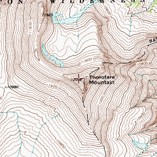 Topographic Map of Thorofare Mountain, WY