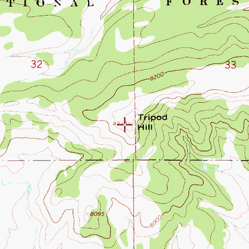 Topographic Map of Tripod Hill, WY