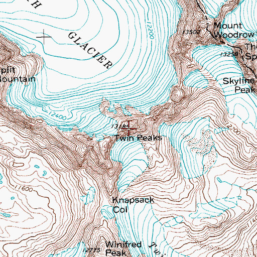 Topographic Map of Twin Peaks, WY