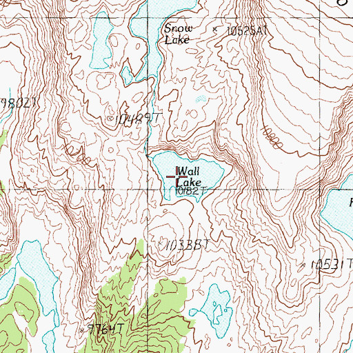 Topographic Map of Wall Lake, WY