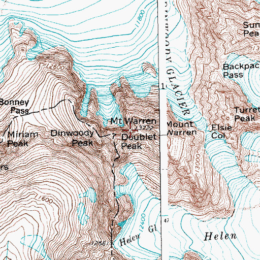 Topographic Map of Mount Warren, WY