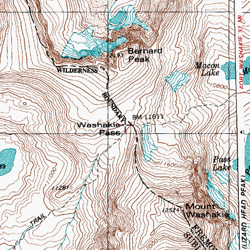 Topographic Map of Washakie Pass, WY