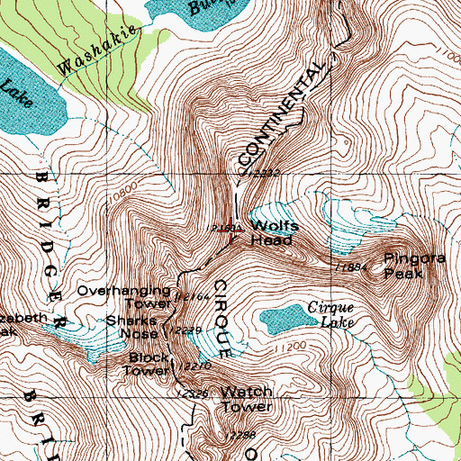 Topographic Map of Wolfs Head, WY