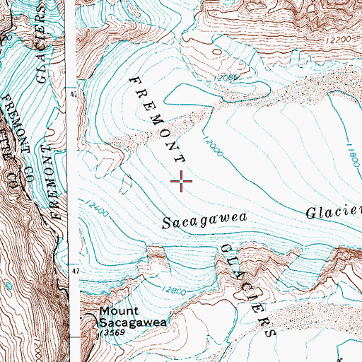 Topographic Map of Fremont Glaciers, WY