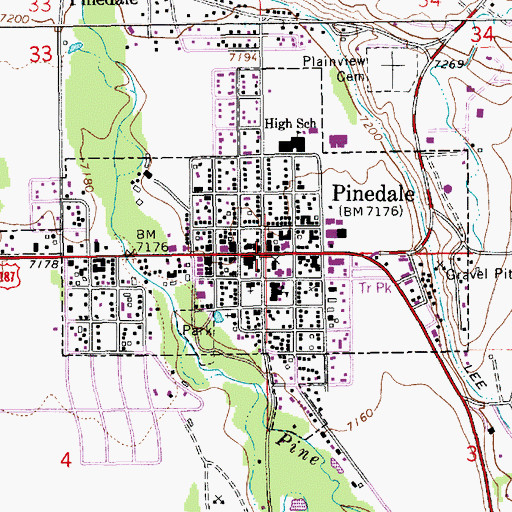 Topographic Map of Pinedale, WY