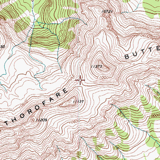 Topographic Map of Thorofare Buttes, WY