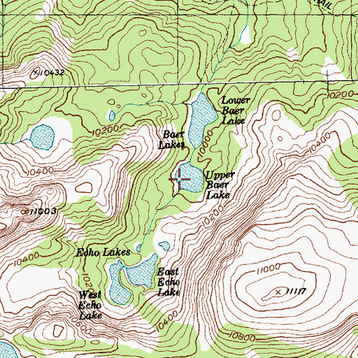 Topographic Map of Upper Baer Lake, WY