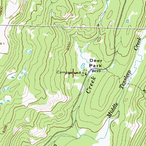 Topographic Map of Deer Park Campground, WY
