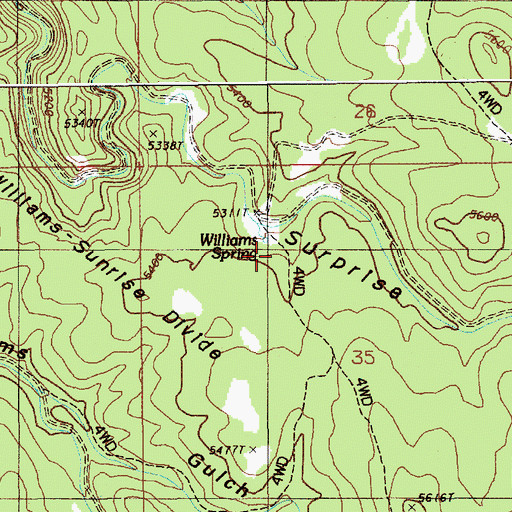 Topographic Map of Williams Spring, WY