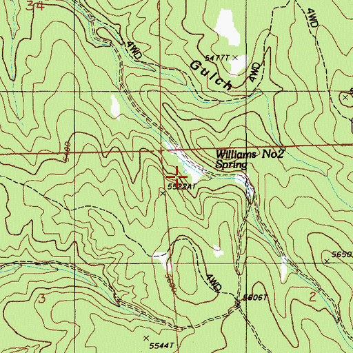 Topographic Map of Williams Number Two Spring, WY