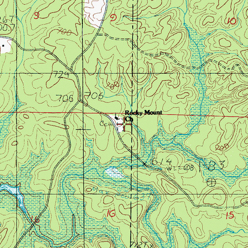 Topographic Map of Rocky Mountain Church, AL