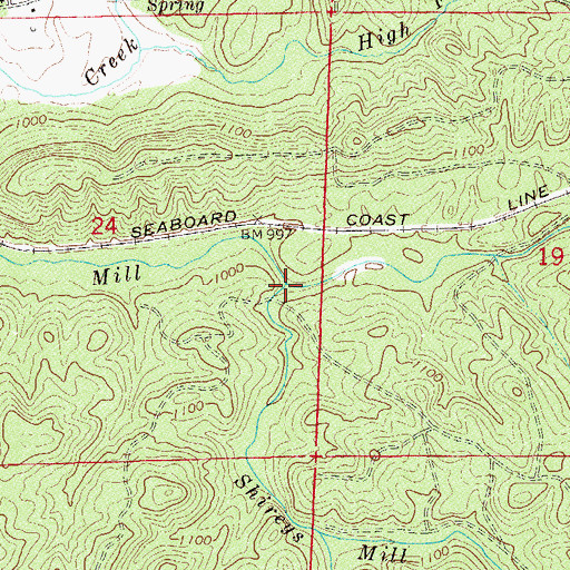 Topographic Map of Shireys Mill Creek, AL