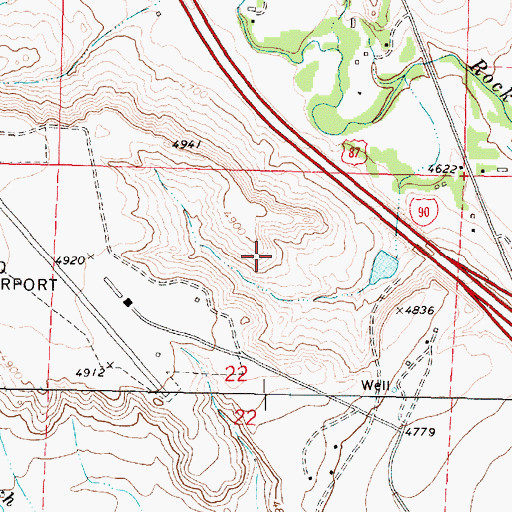 Topographic Map of Huson Reservoir, WY