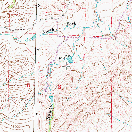 Topographic Map of South Sayles Dam, WY