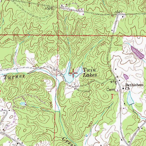 Topographic Map of Twin Lakes, AL