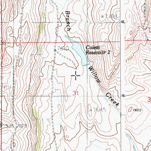 Topographic Map of Colletti Number 2 Reservoir, WY