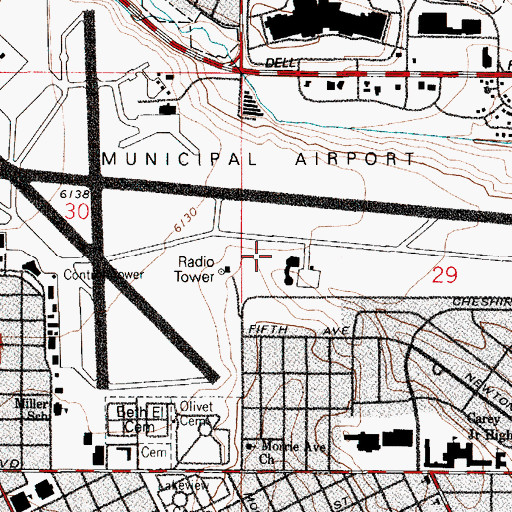 Topographic Map of Cheyenne Regional Airport/Jerry Olson Field, WY