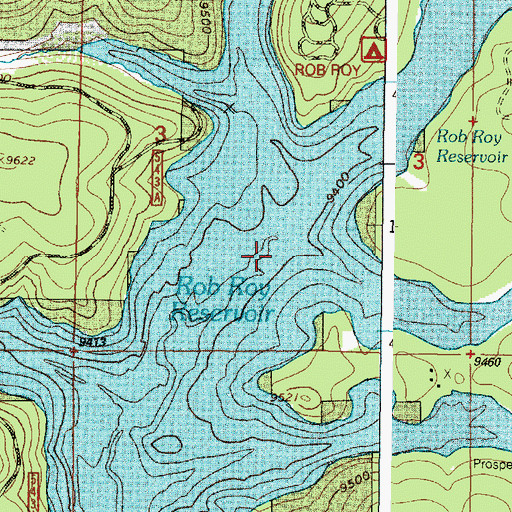 Topographic Map of Rob Roy Reservoir, WY