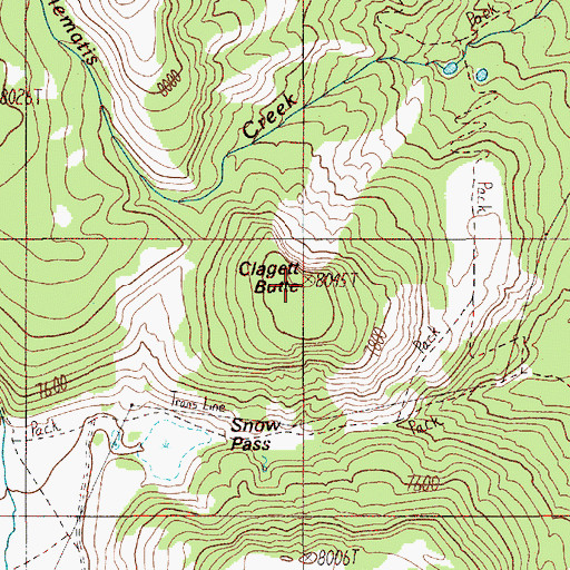 Topographic Map of Clagett Butte, WY