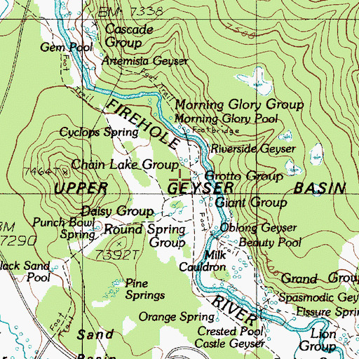 Topographic Map of Grotto Geyser, WY