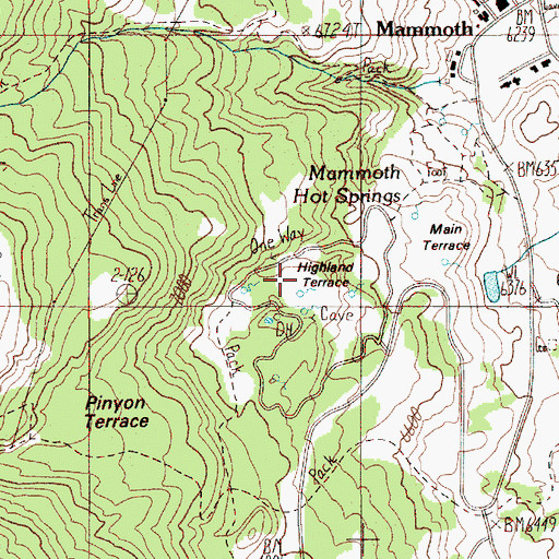 Topographic Map of Mammoth Hot Springs, WY