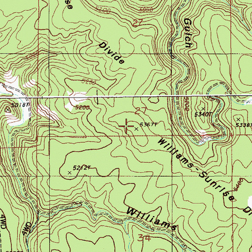 Topographic Map of Williams-Surprise Divide, WY