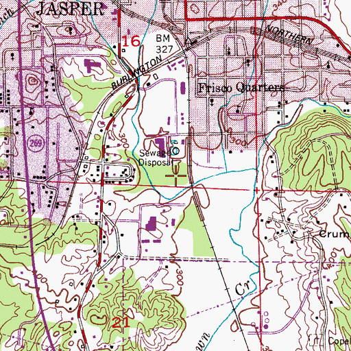 Topographic Map of WWWB-FM (Jasper), AL