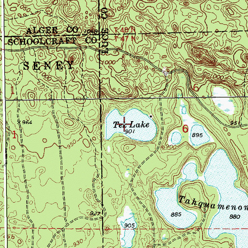 Topographic Map of Tek Lake, MI