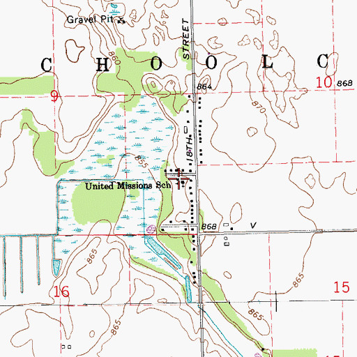 Topographic Map of United Missions School, MI