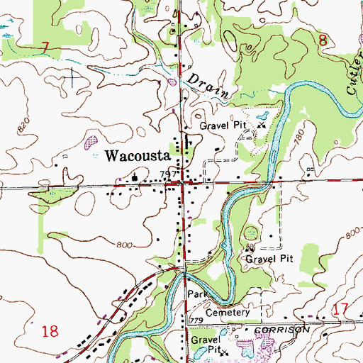 Topographic Map of Wacousta, MI