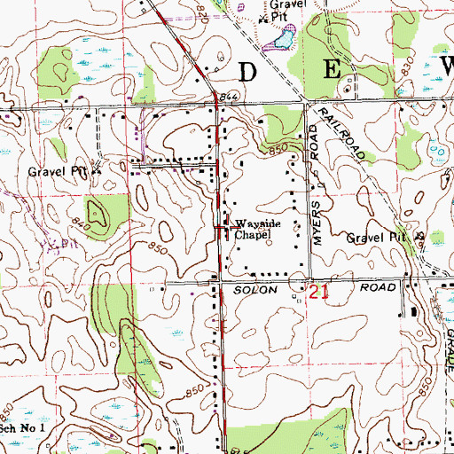Topographic Map of Wayside Chapel, MI