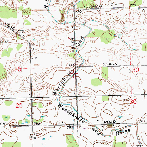 Topographic Map of Westphalia and Riley Drain, MI