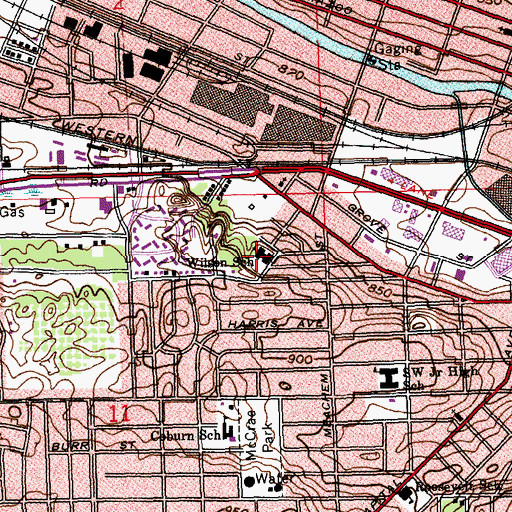 Topographic Map of Wilson School, MI