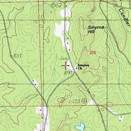 Topographic Map of Smyrna Cemetery, AL