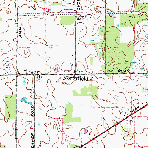 Topographic Map of Northfield, MI