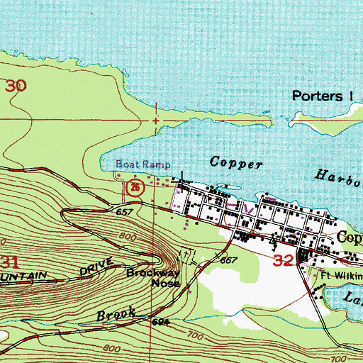 Topographic Map of Copper Harbor Marine, MI