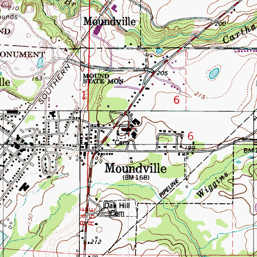 Topographic Map of Hale County High School, AL