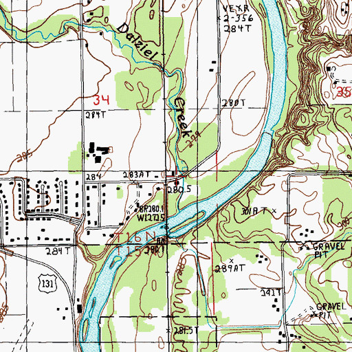 Topographic Map of Dalziel Creek, MI
