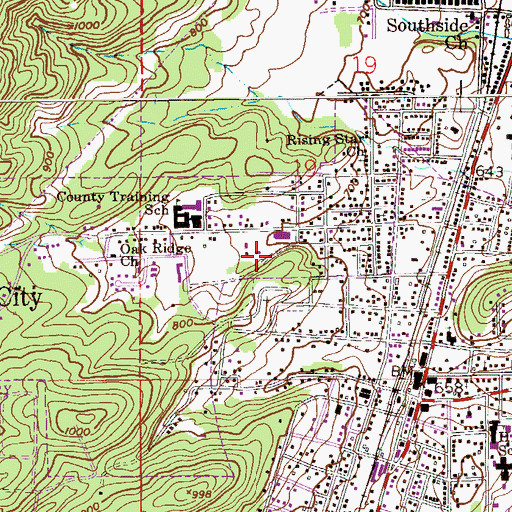 Topographic Map of Hobson City Park, AL