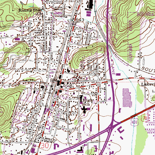 Topographic Map of Oxford Church of Christ, AL