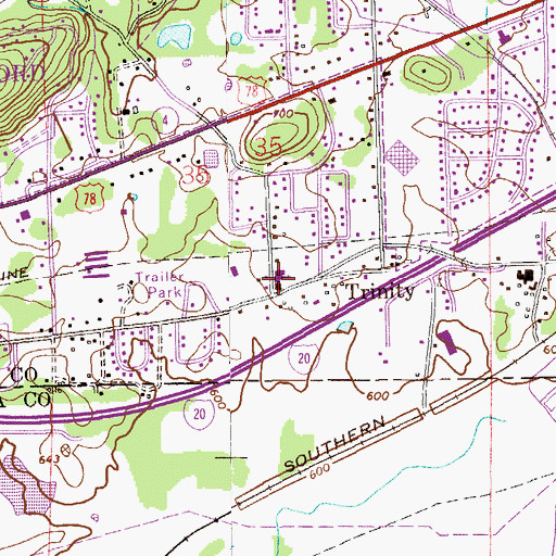 Topographic Map of Trinity Baptist Church, AL