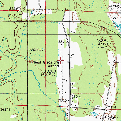 Topographic Map of West Gladstone Airport, MI